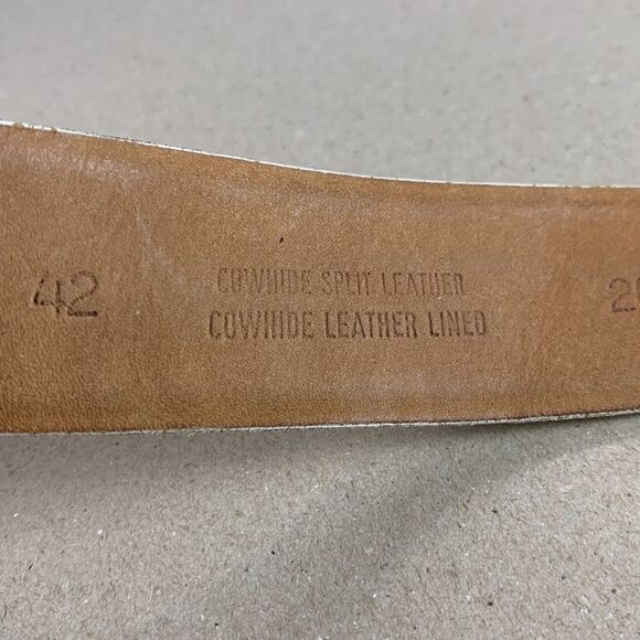 Vintage YES Pacifica MFG white leather Tex tan cowhide leather belt size 42 - Picture 2 of 7